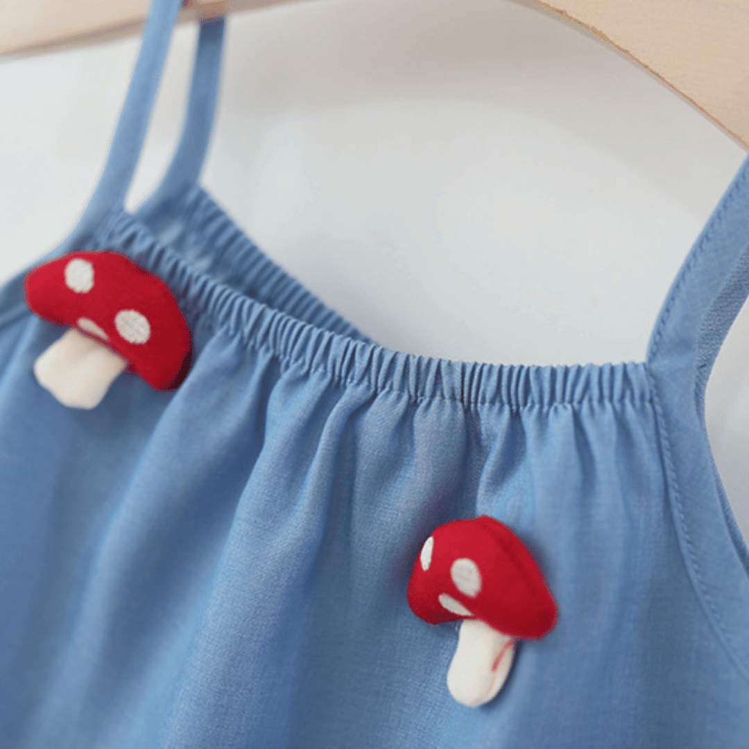 Sky Blue Mushroom Garden Girls Ruffle Set