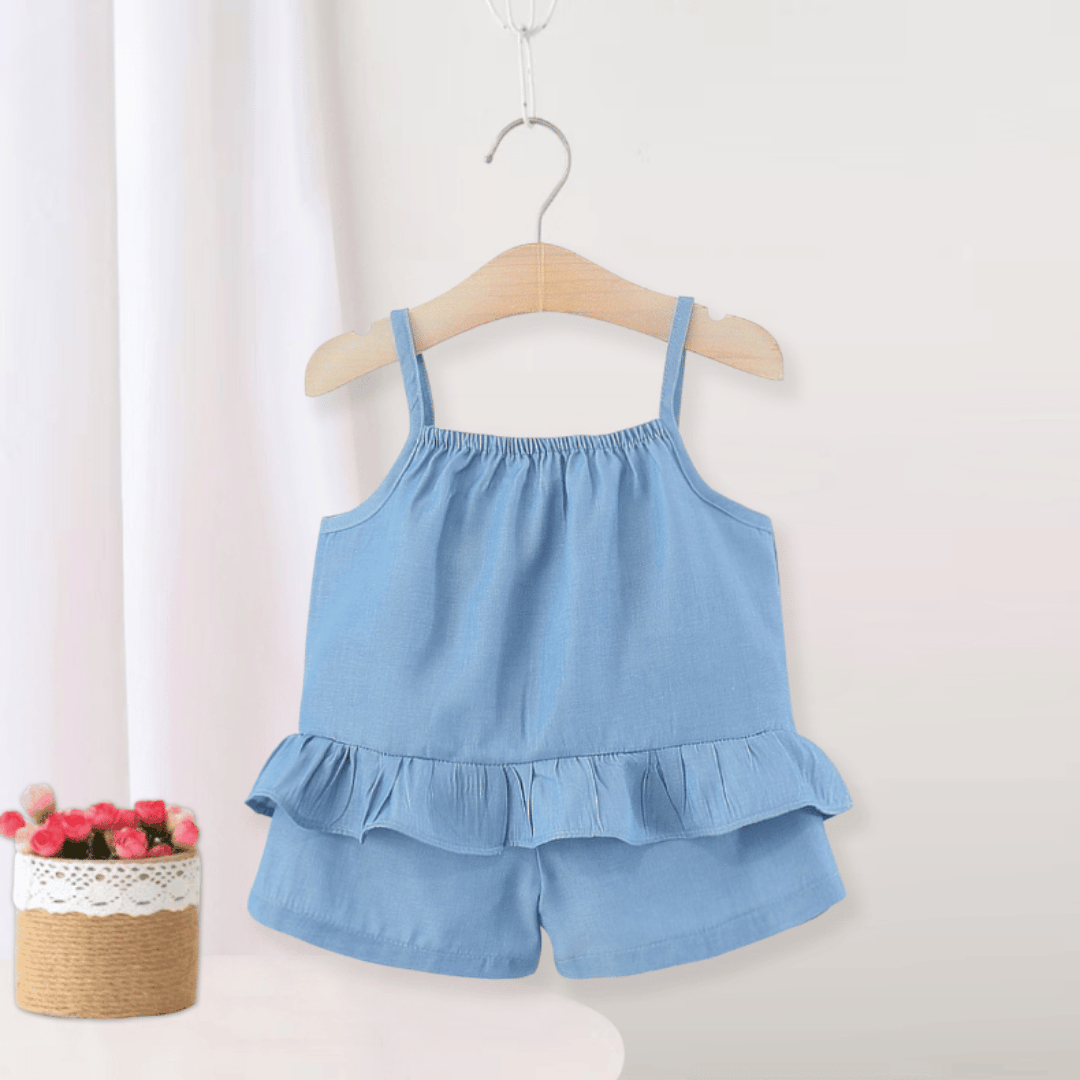 Sky Blue Mushroom Garden Girls Ruffle Set