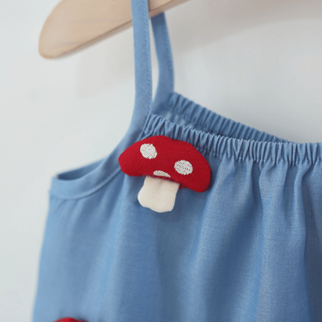 Sky Blue Mushroom Garden Girls Ruffle Set