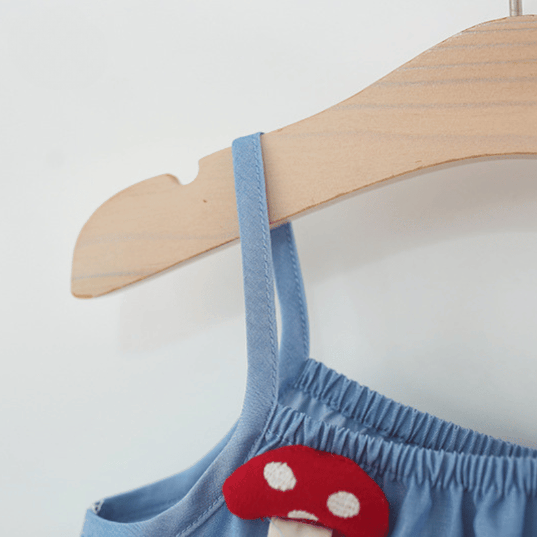 Sky Blue Mushroom Garden Girls Ruffle Set