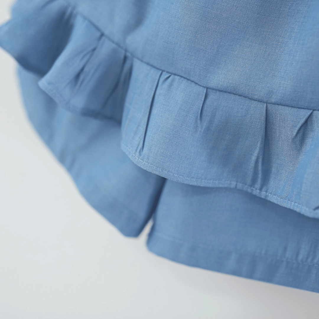 Sky Blue Mushroom Garden Girls Ruffle Set