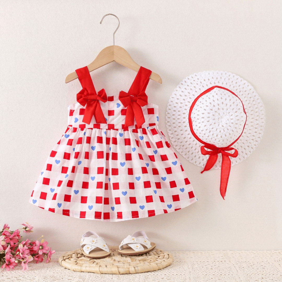 Cherry Crown Girls Dress with Hat