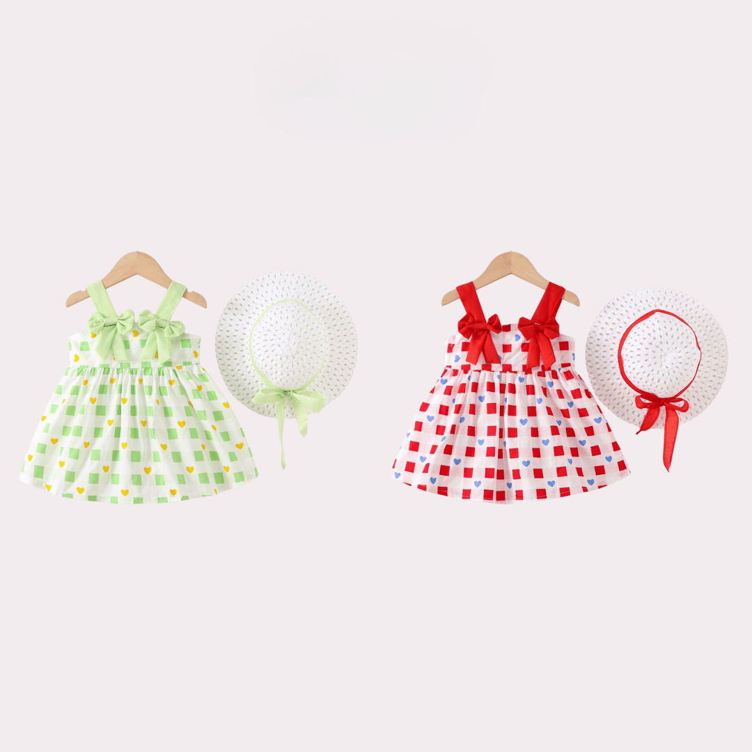 Cherry Crown Girls Dress with Hat