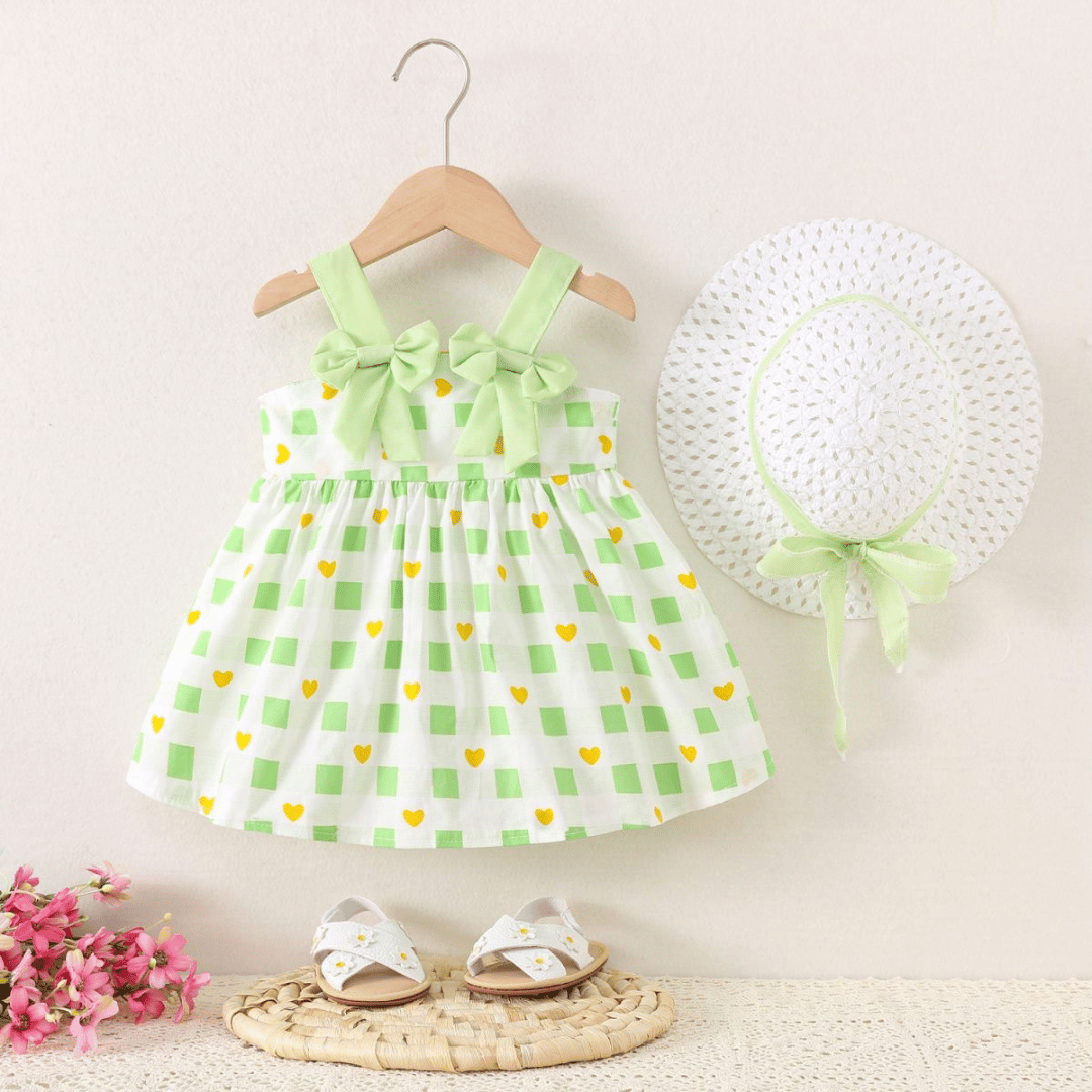 Cherry Crown Girls Dress with Hat
