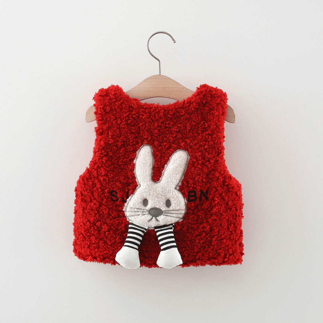 Fluffy Rabbit Embroidered Vest