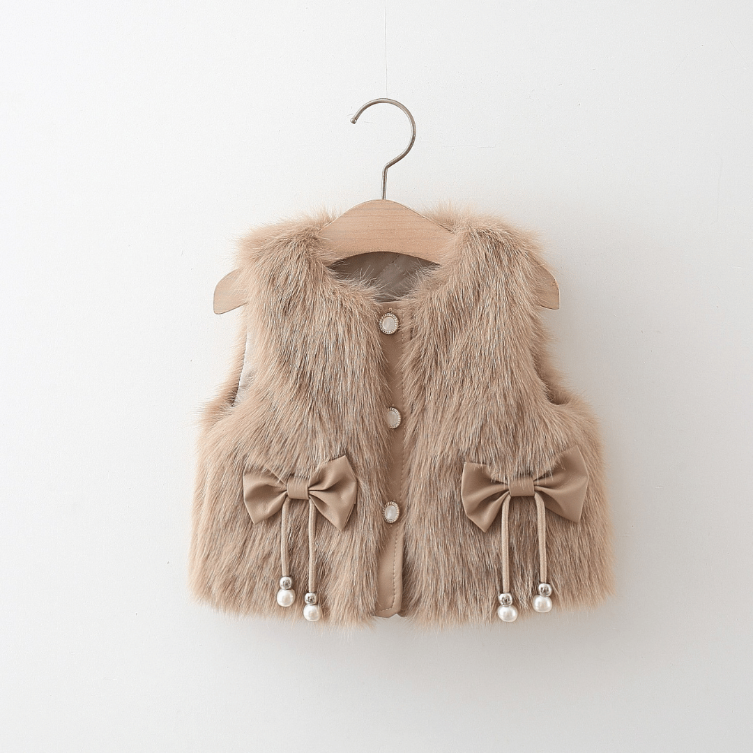 Princess Double Bow Faux Fur Baby Vest