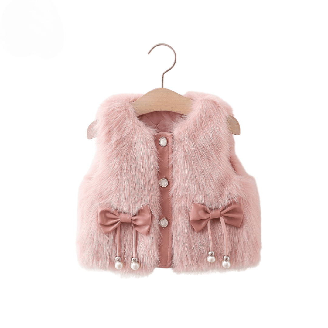 Princess Double Bow Faux Fur Baby Vest