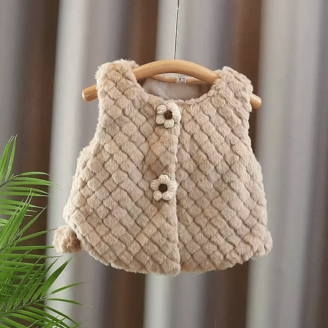 Princess Flower Hem Fur Ball Winter Vest