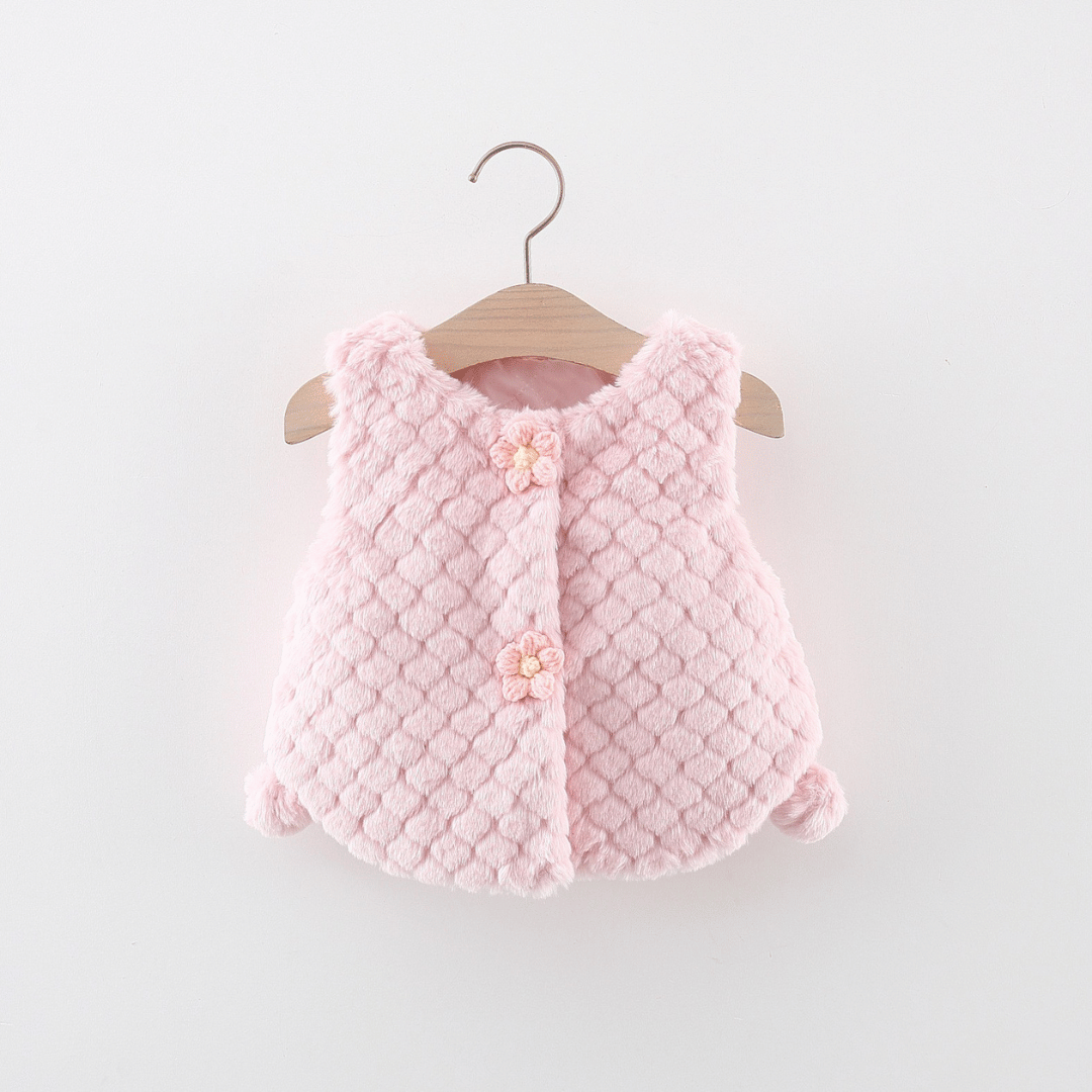 Princess Flower Hem Fur Ball Winter Vest