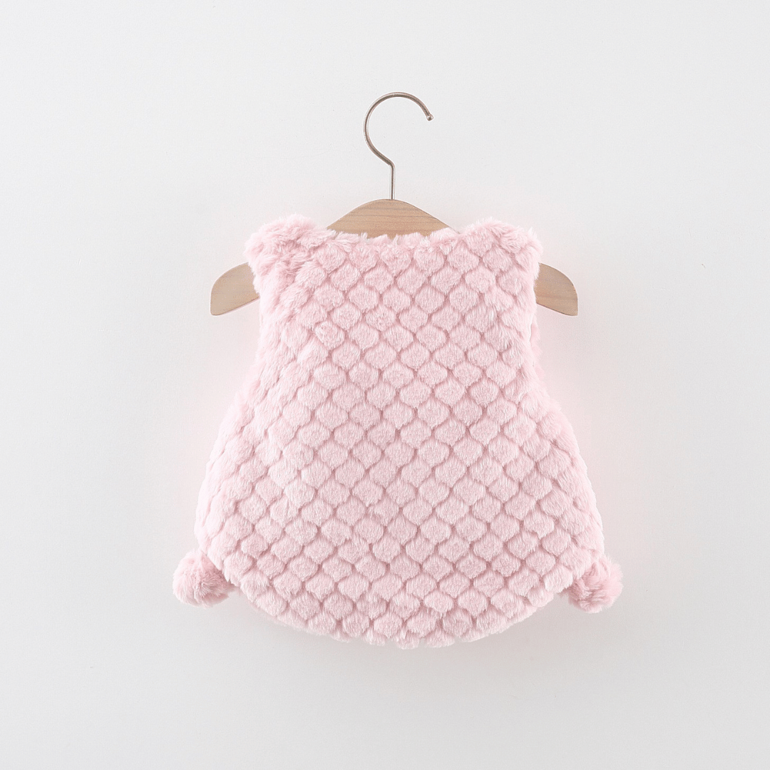 Princess Flower Hem Fur Ball Winter Vest