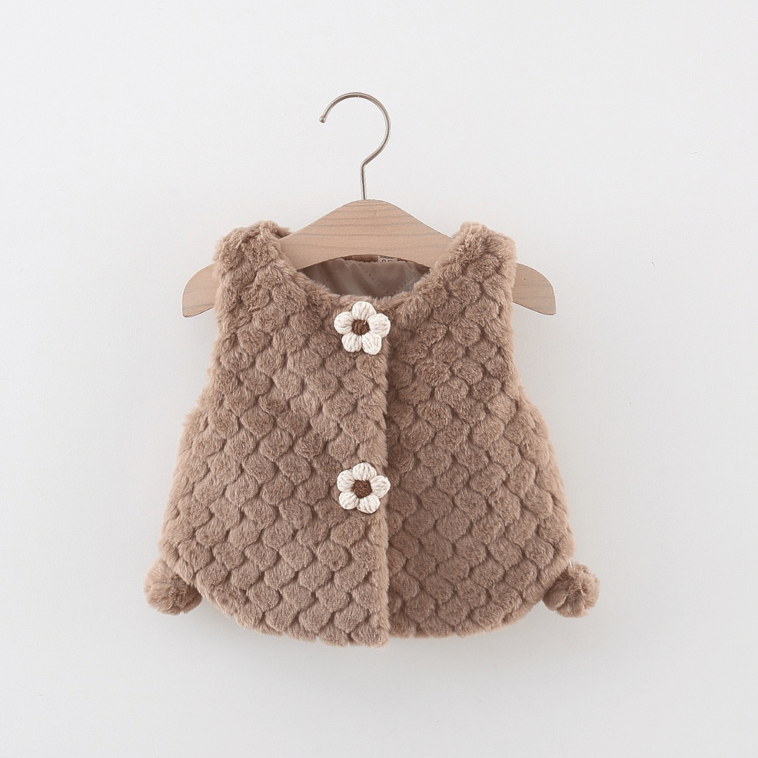 Princess Flower Hem Fur Ball Winter Vest