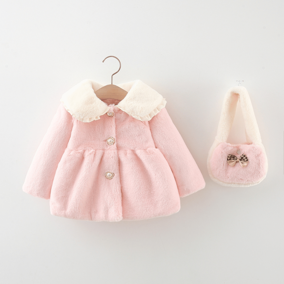 Princess Lace Fur Collar Winter Coat Set