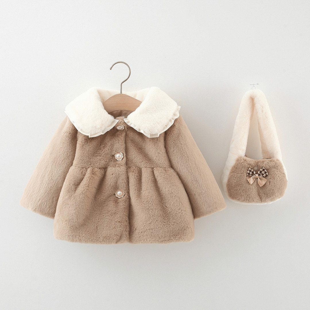 Princess Lace Fur Collar Winter Coat Set