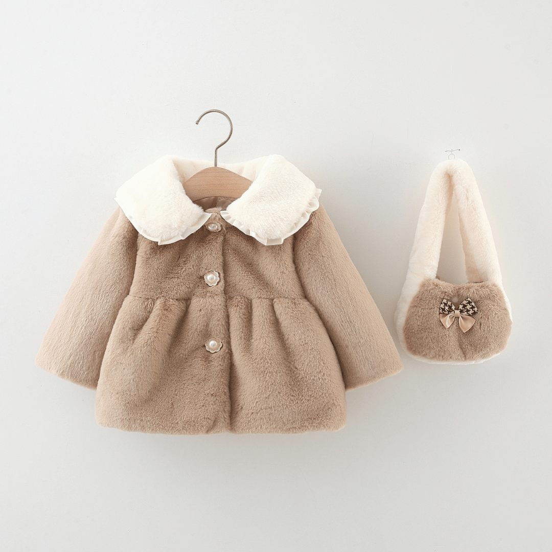 Princess Lace Fur Collar Winter Coat Set