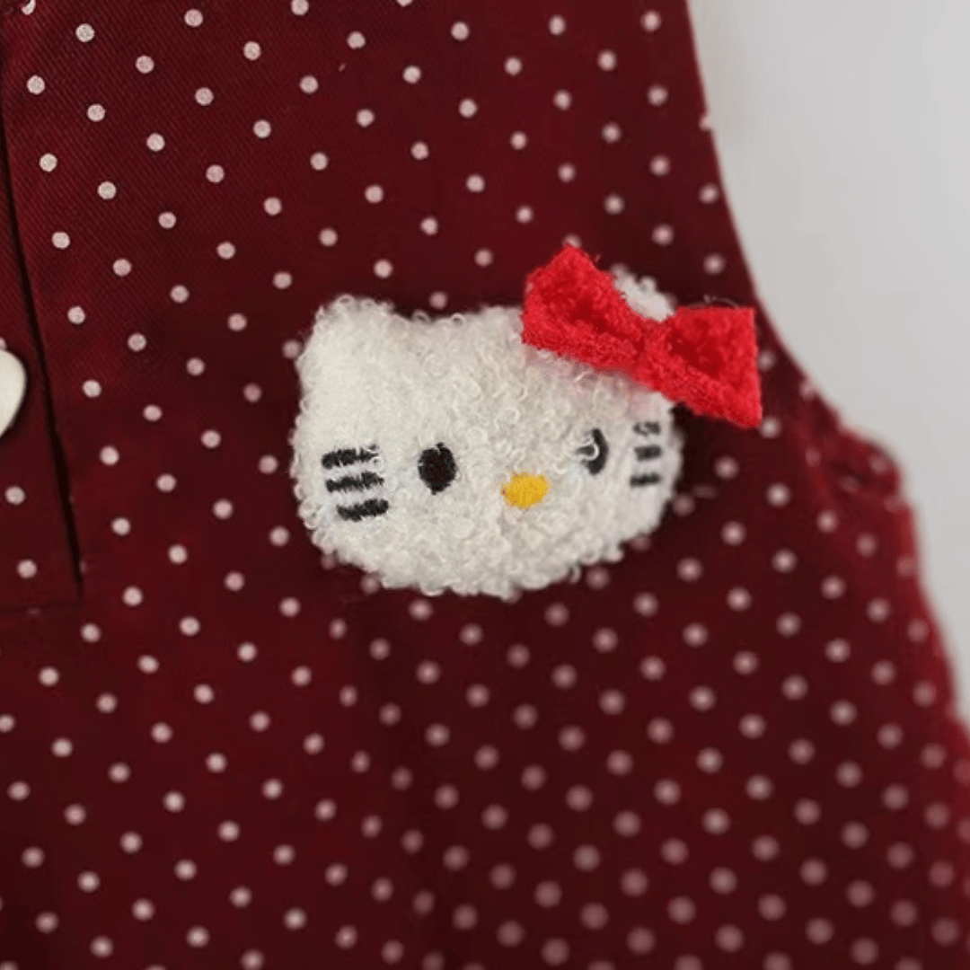 Polka Dot Cat Kitty Lace Collar Dress Set