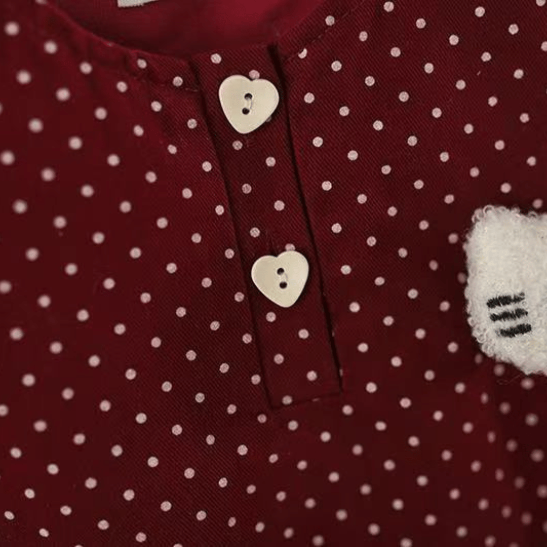 Polka Dot Cat Kitty Lace Collar Dress Set