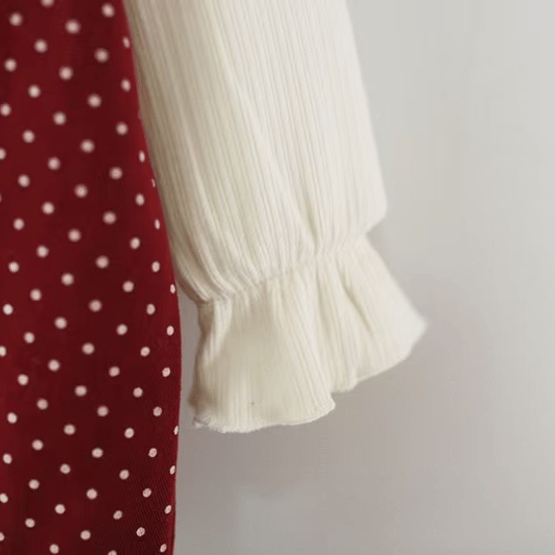 Polka Dot Cat Kitty Lace Collar Dress Set