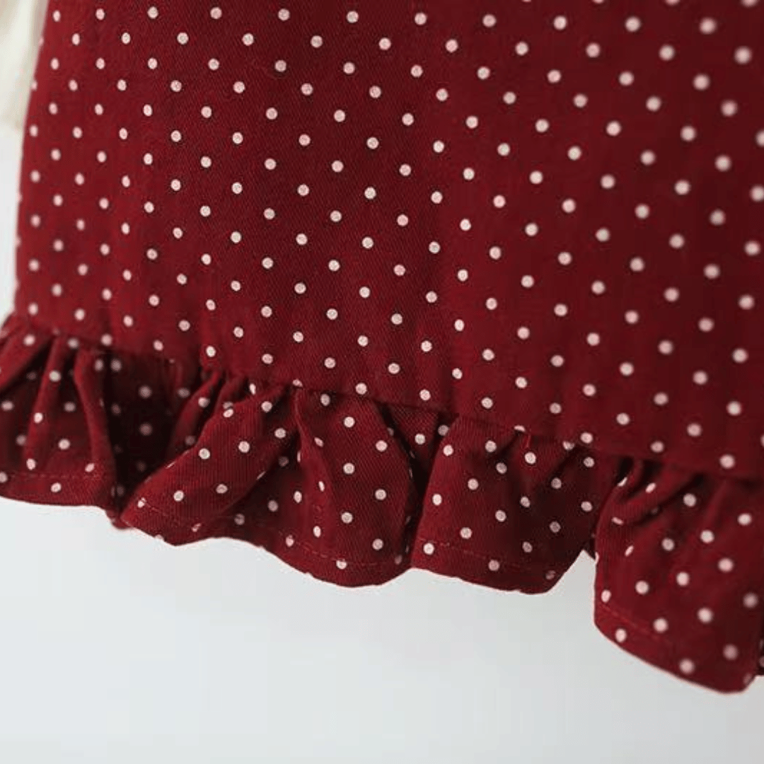 Polka Dot Cat Kitty Lace Collar Dress Set