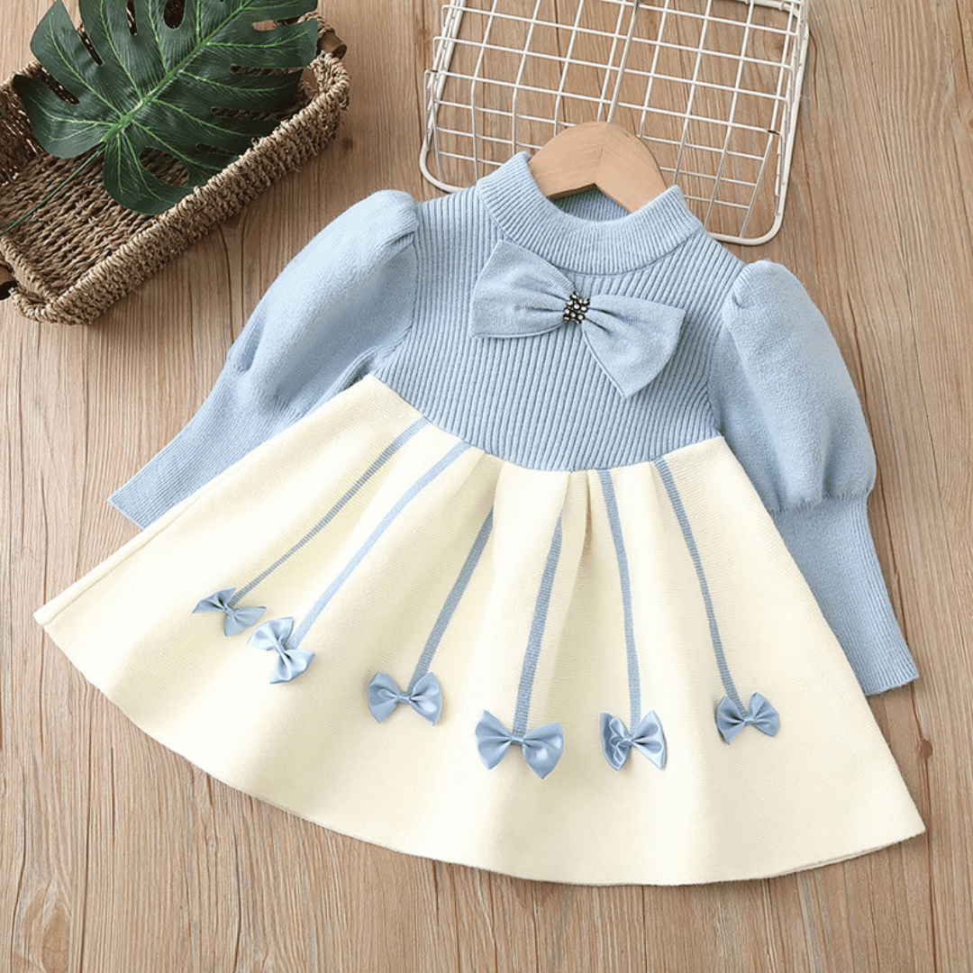 Princess Knitted Bow Winter Dress
