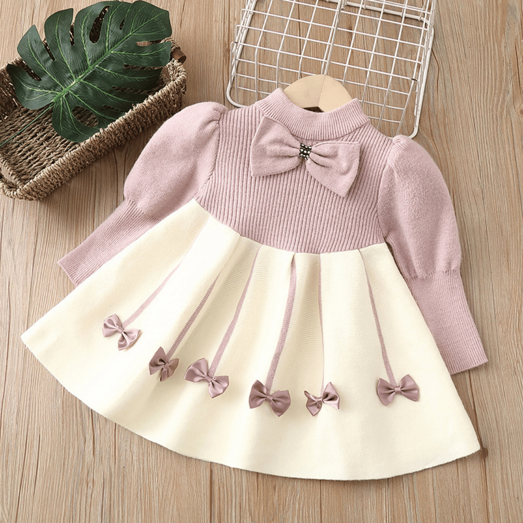Princess Knitted Bow Winter Dress