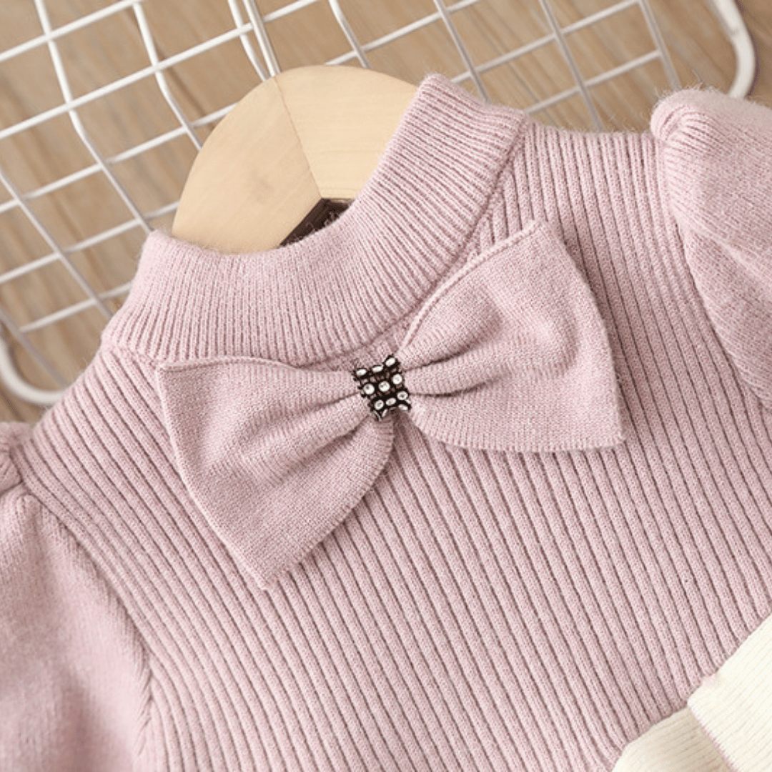 Princess Knitted Bow Winter Dress