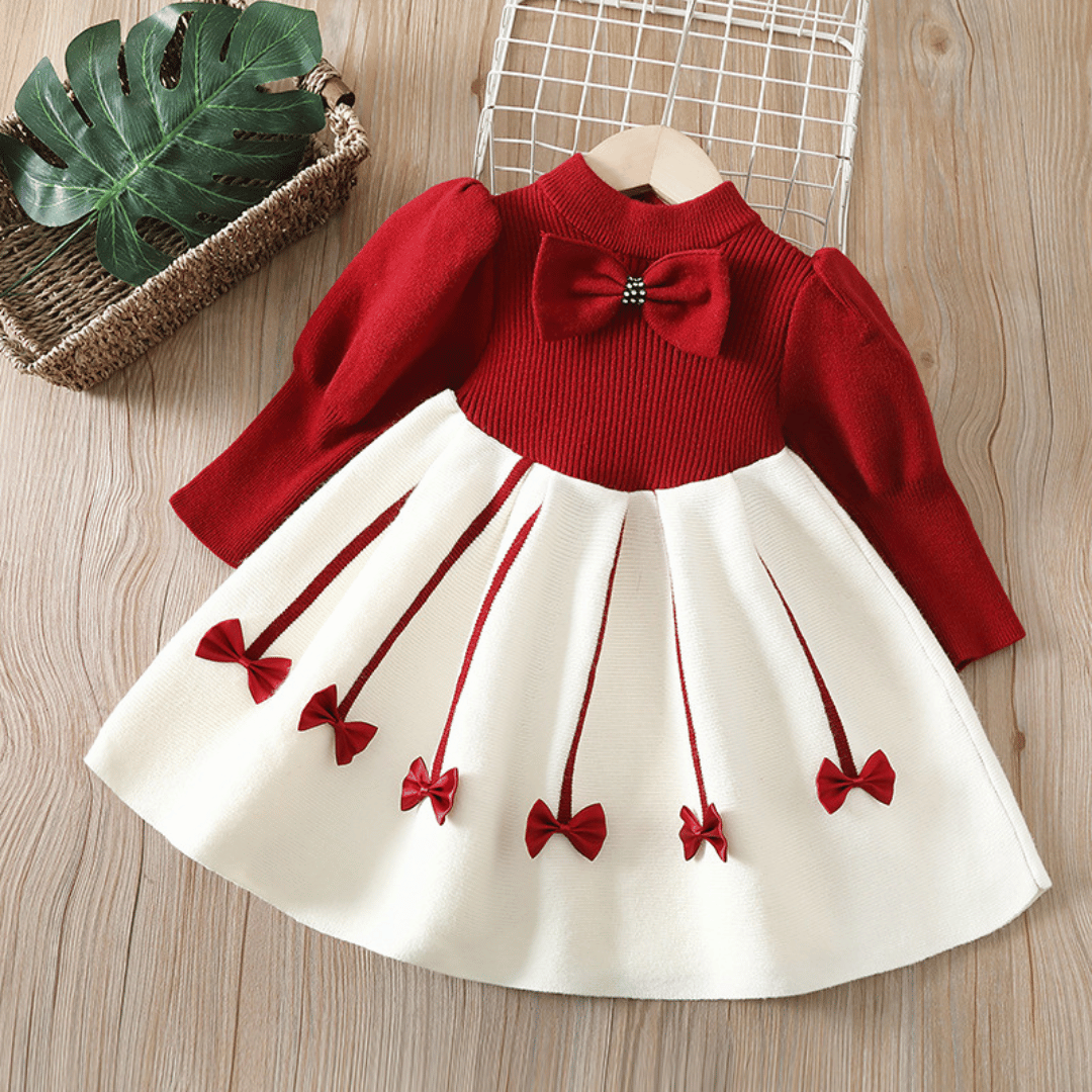 Princess Knitted Bow Winter Dress