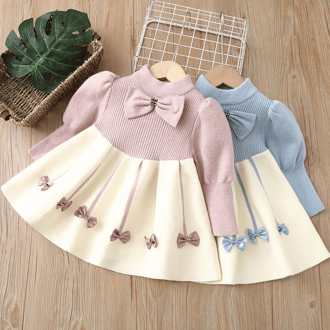 Princess Knitted Bow Winter Dress