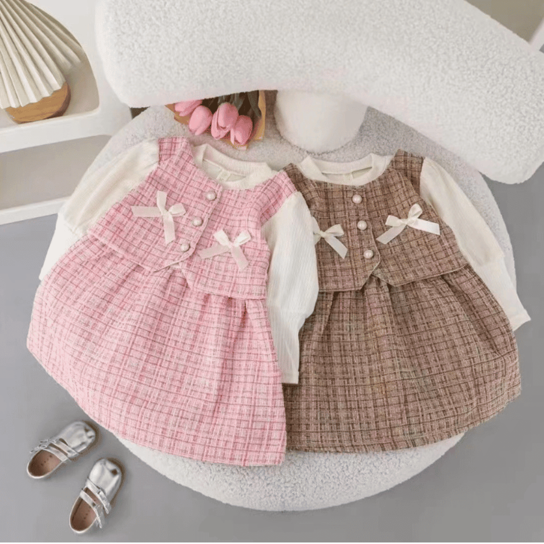 Pearl Bow Tweed Princess Dress
