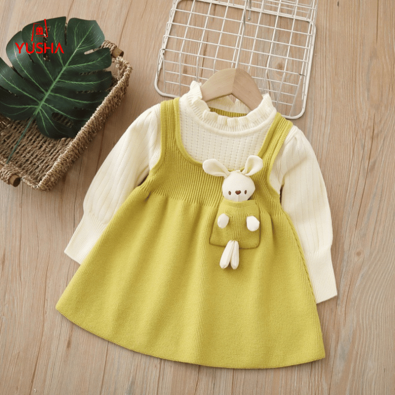 Princess Bunny Pocket Woolen Winter Dress