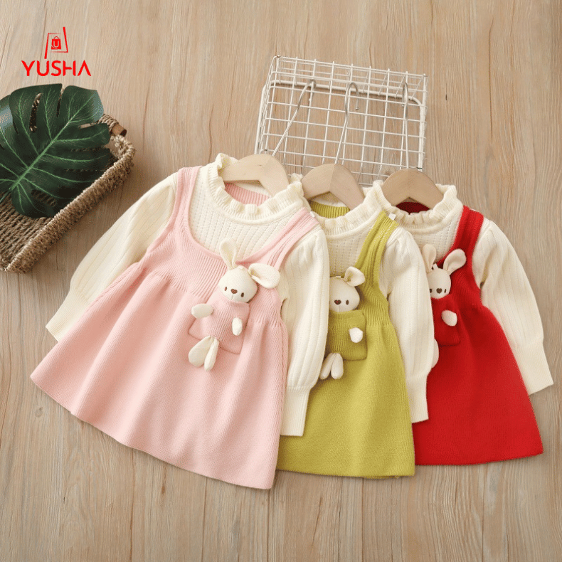 Princess Bunny Pocket Woolen Winter Dress
