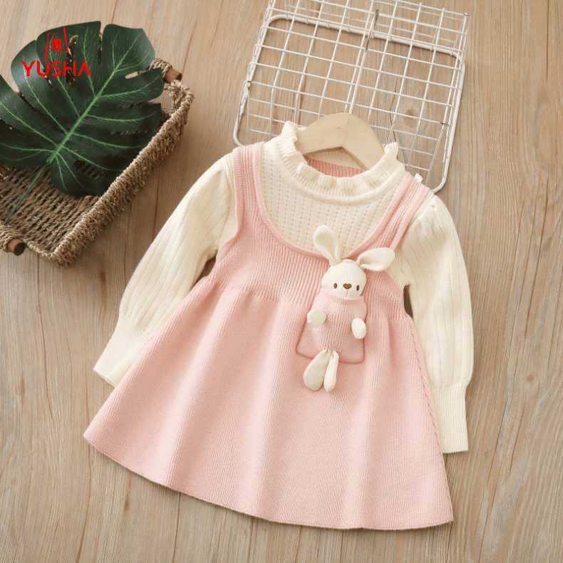Princess Bunny Pocket Woolen Winter Dress