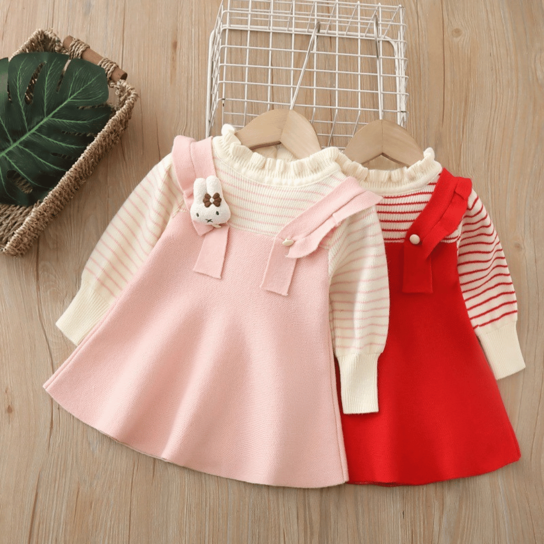 Princess Bunny Brooch Knit Winter Dress