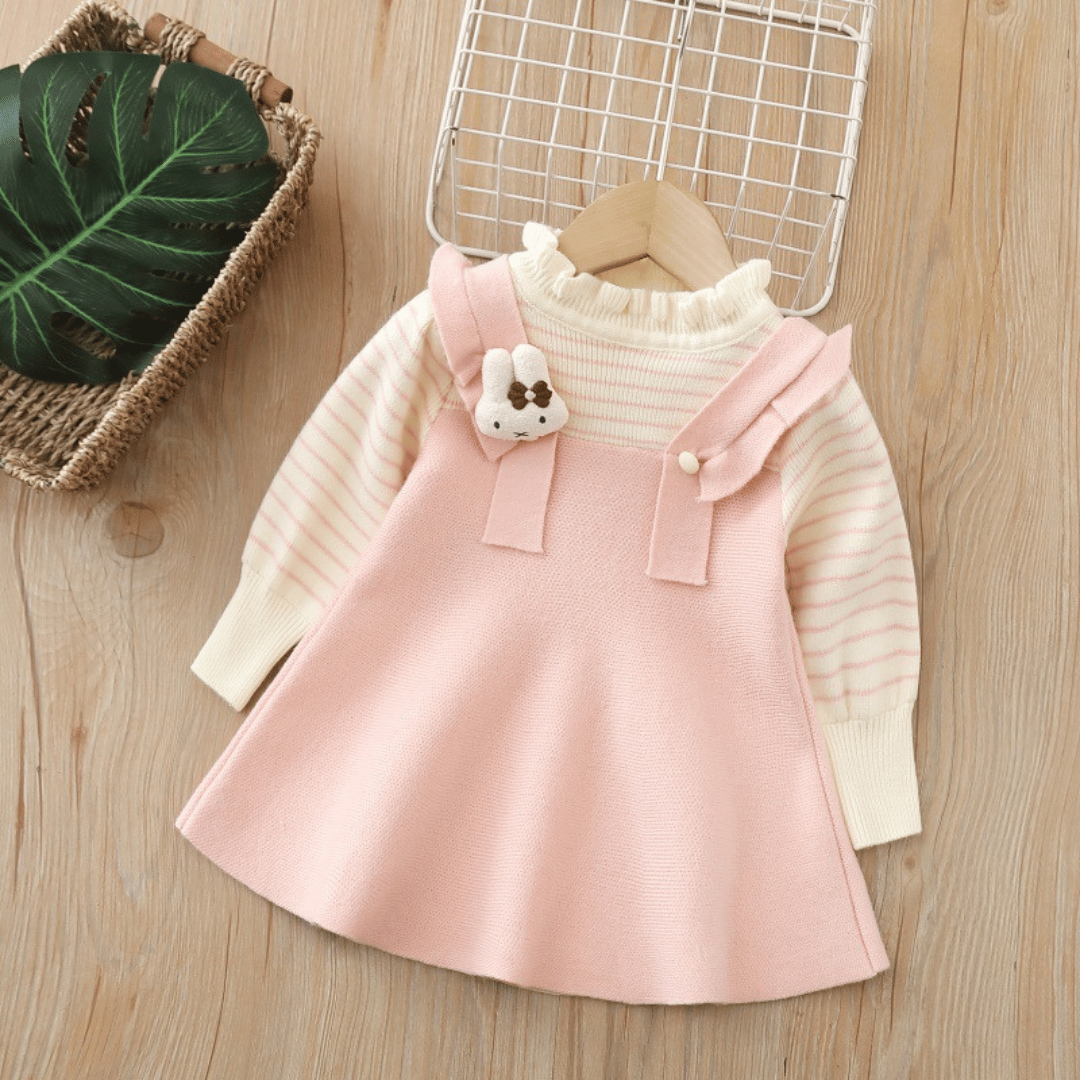 Princess Bunny Brooch Knit Winter Dress