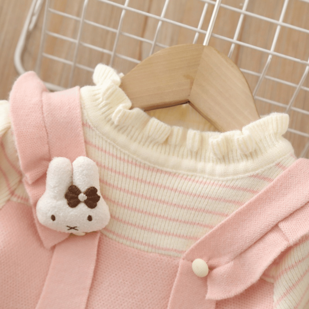 Princess Bunny Brooch Knit Winter Dress