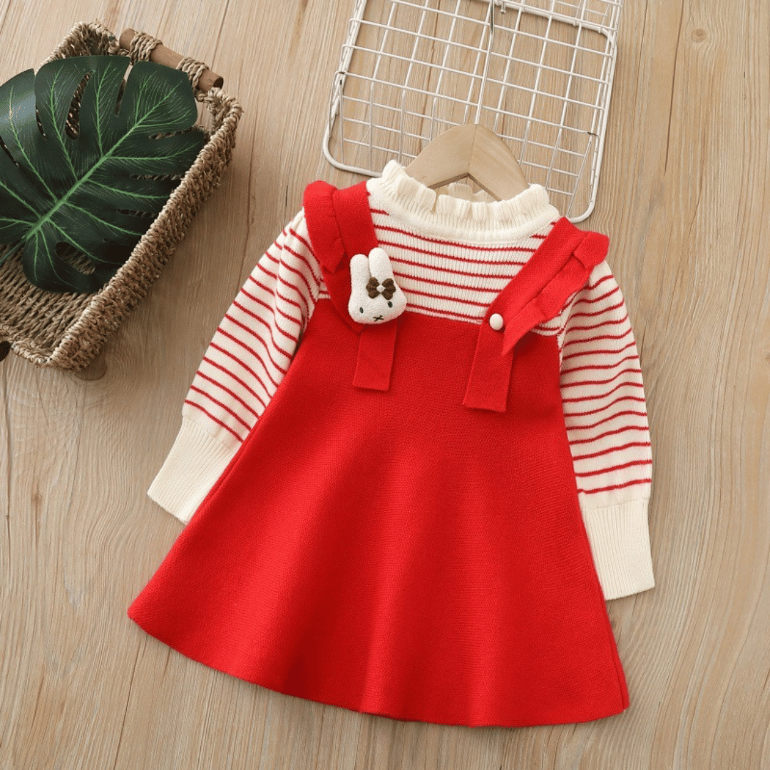 Princess Bunny Brooch Knit Winter Dress