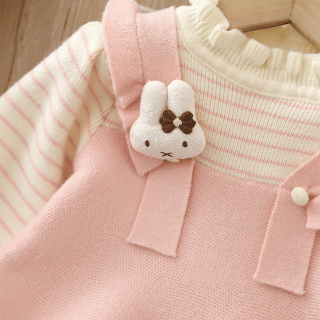 Princess Bunny Brooch Knit Winter Dress