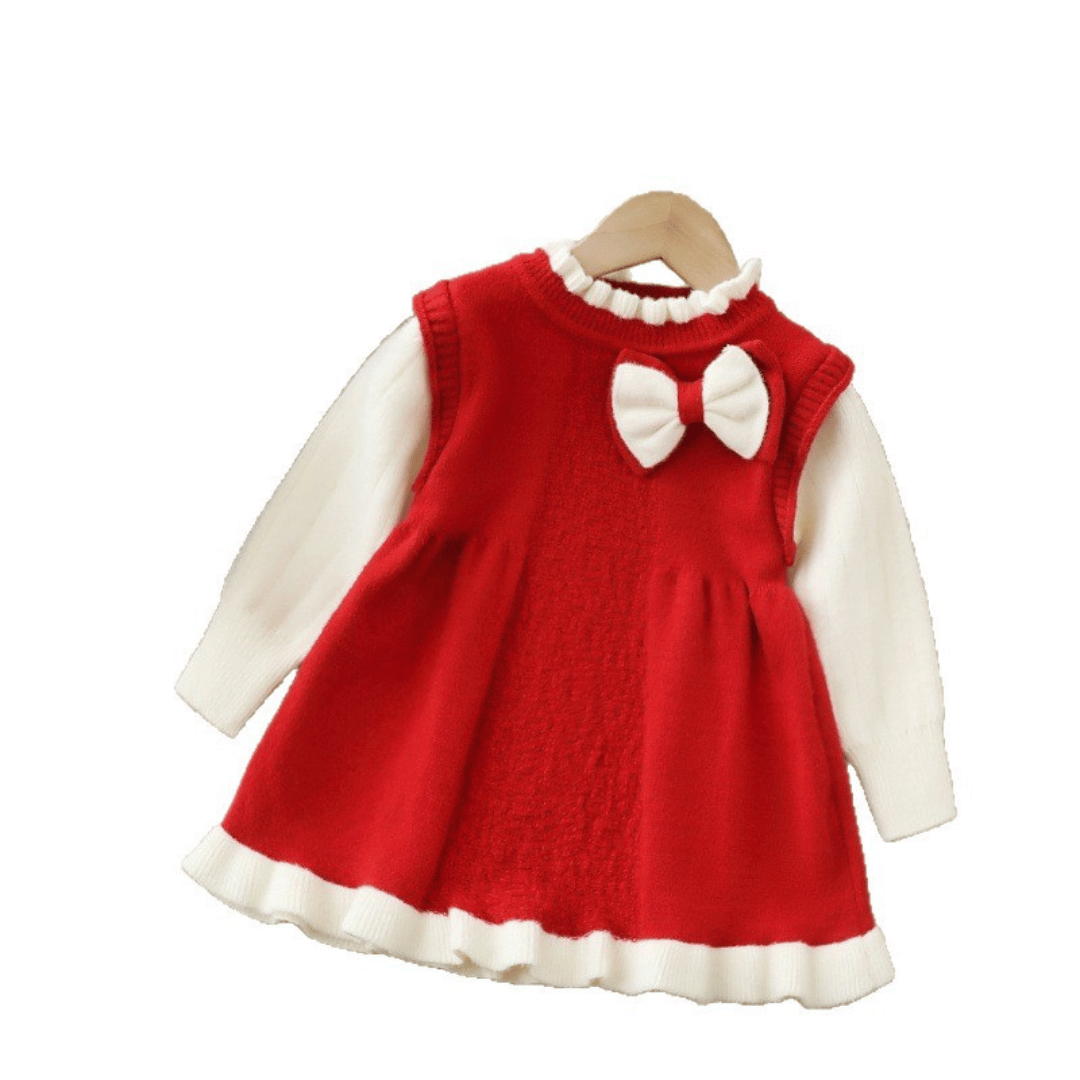 Princess Woolen Bow Fluffy Winter Dress