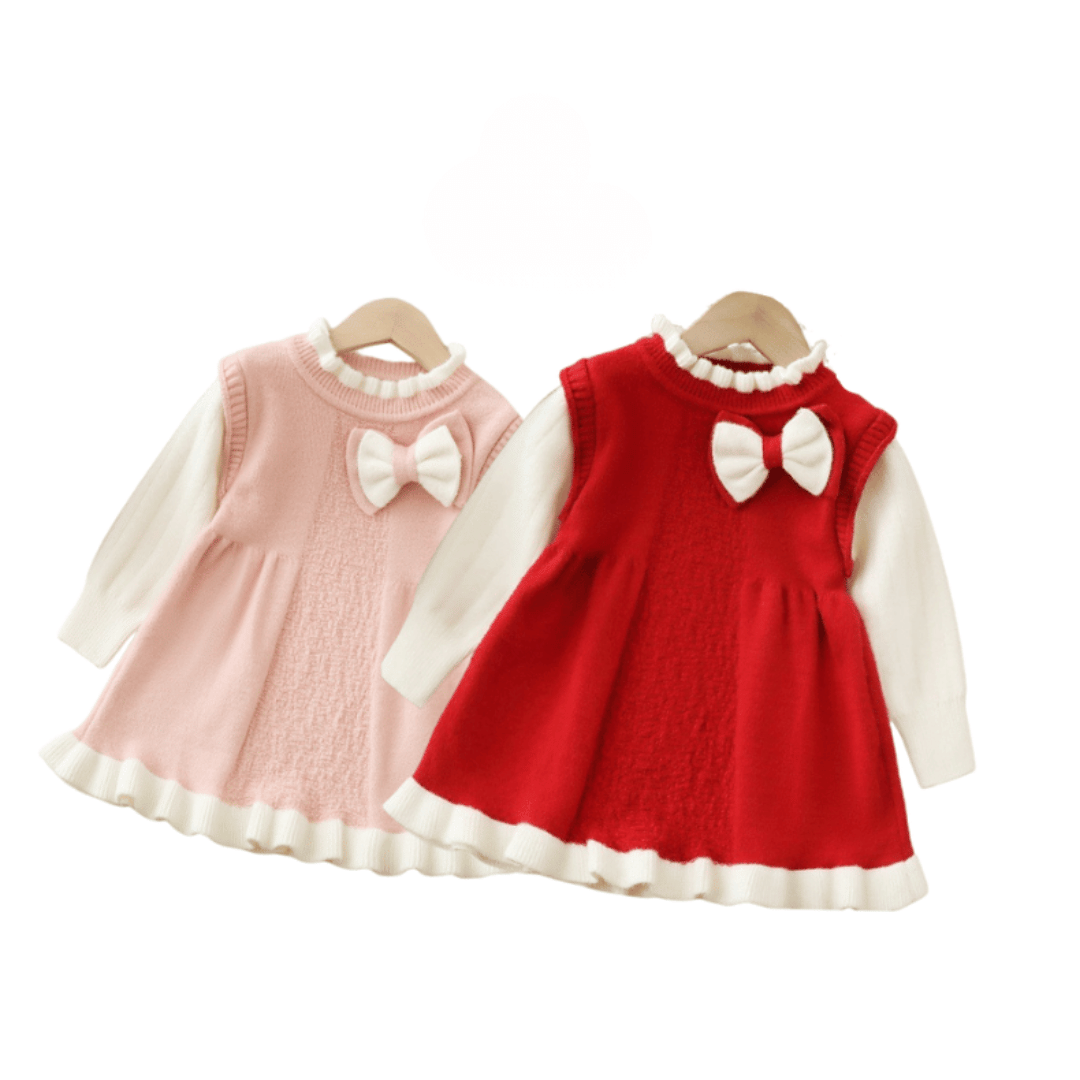 Princess Woolen Bow Fluffy Winter Dress