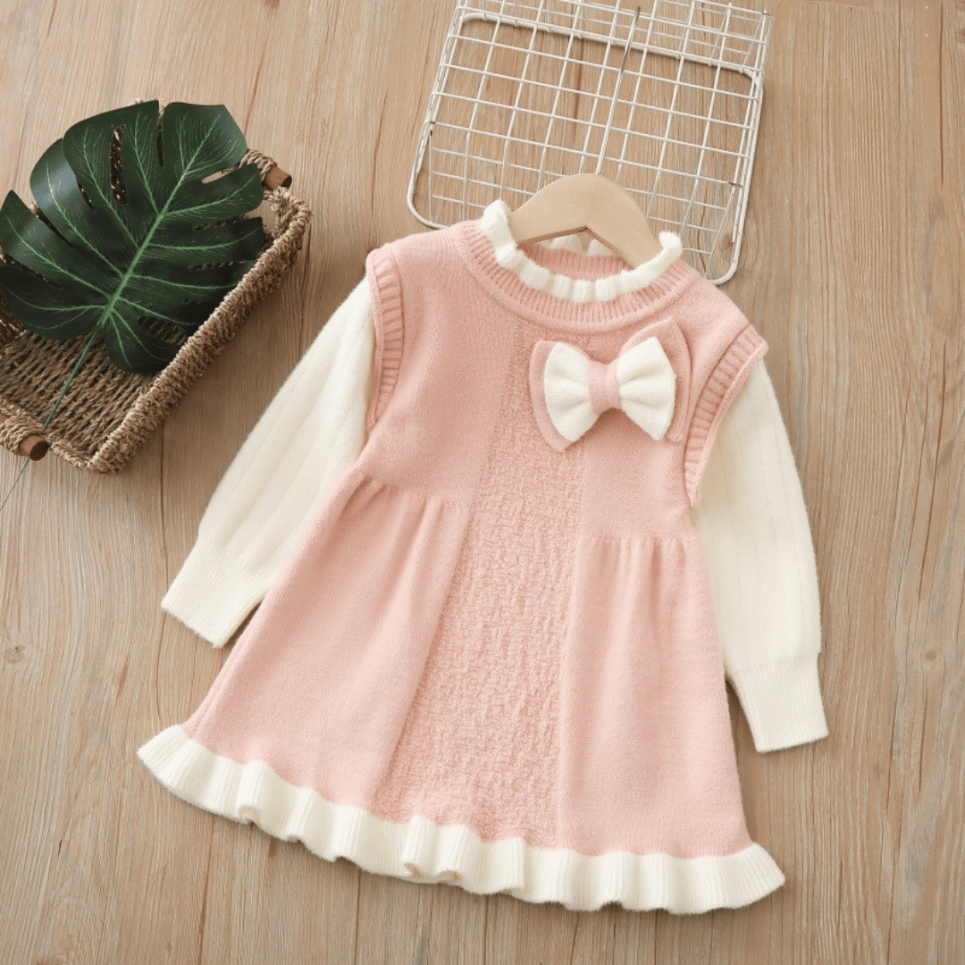 Princess Woolen Bow Fluffy Winter Dress
