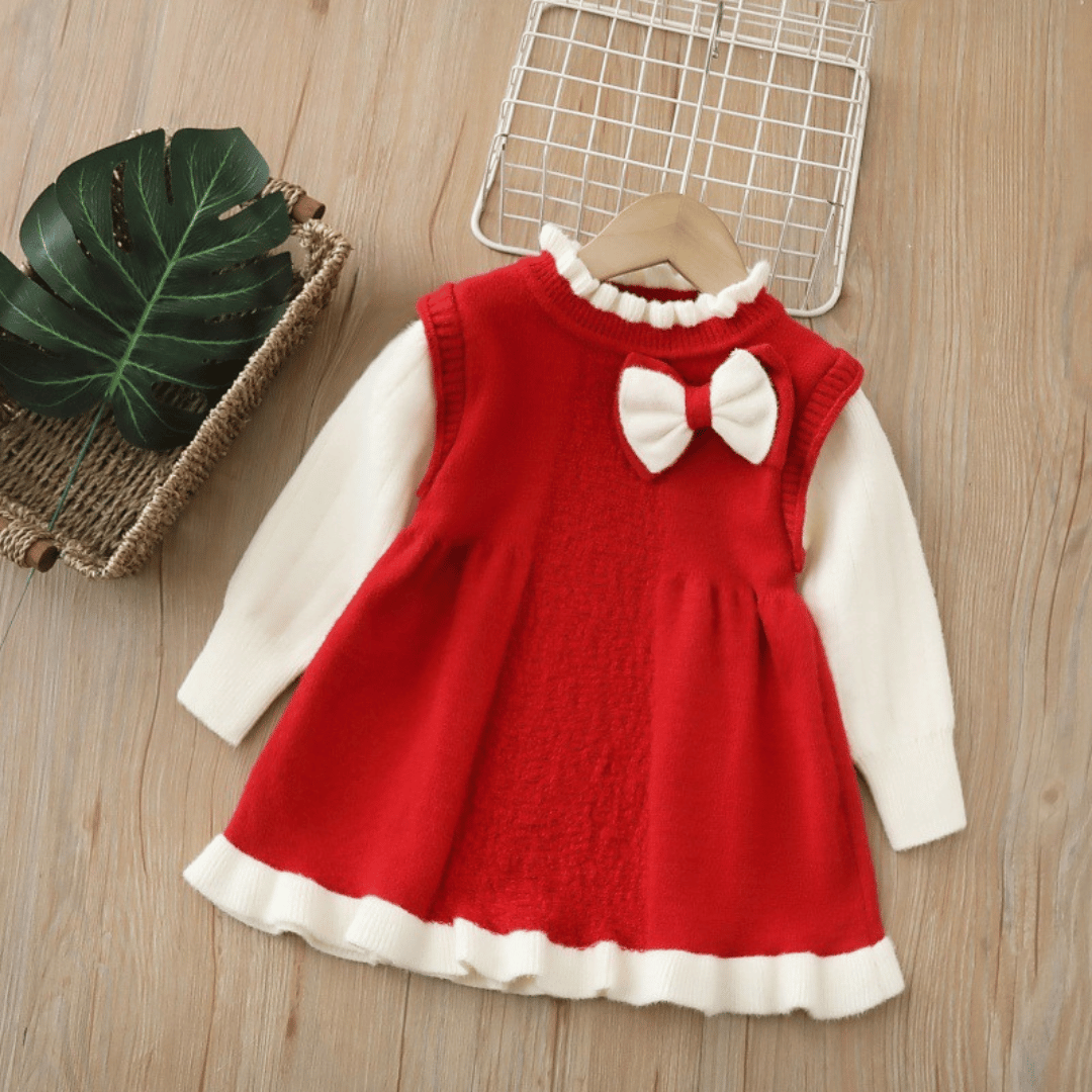 Princess Woolen Bow Fluffy Winter Dress