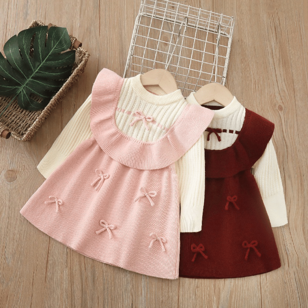 Princess Bow Knit Winter Dress