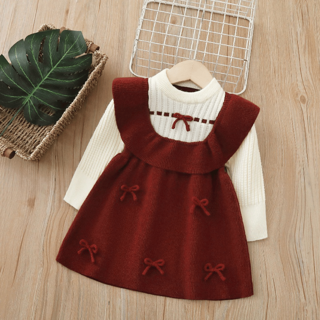 Princess Bow Knit Winter Dress