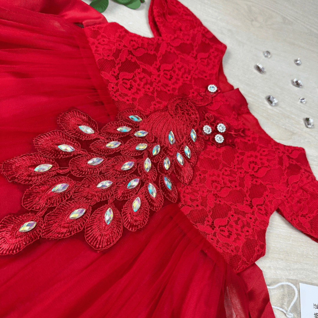 Sparkling Peacock Princess Party Dress