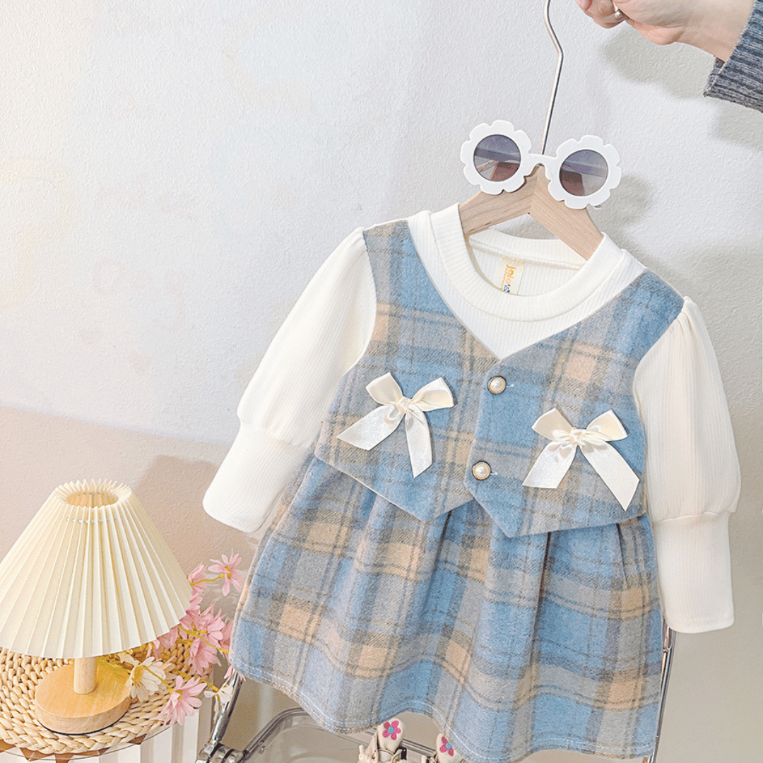 Checkered Bow Pinafore Princess Dress