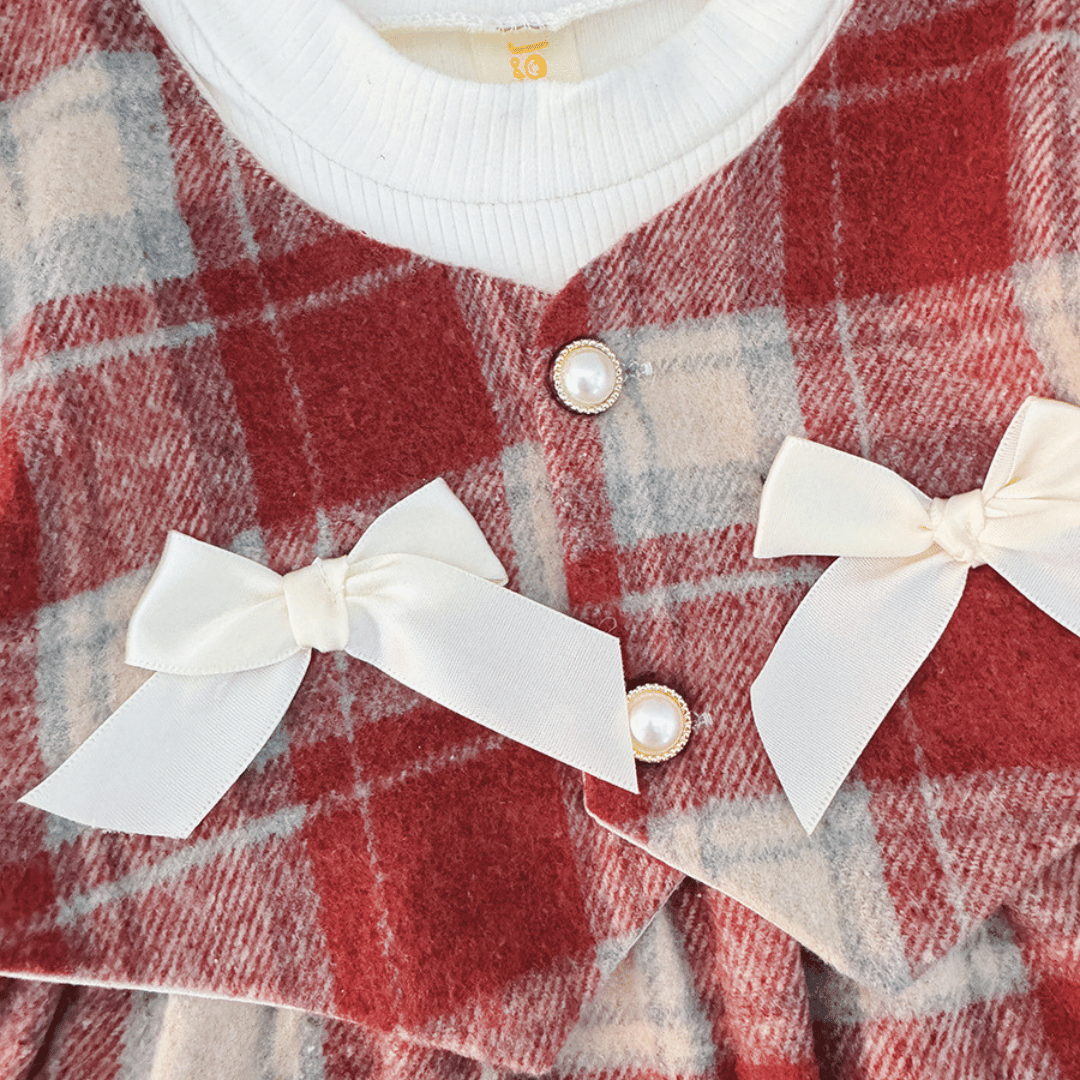 Checkered Bow Pinafore Princess Dress