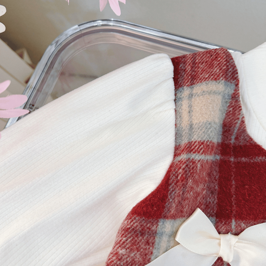 Checkered Bow Pinafore Princess Dress