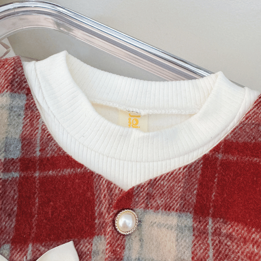 Checkered Bow Pinafore Princess Dress