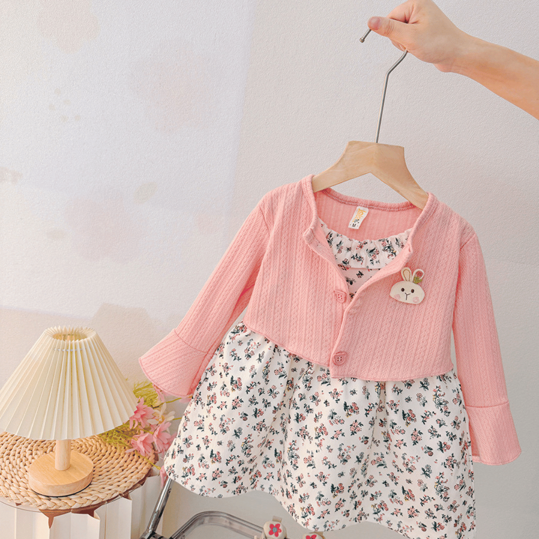 Stylish Floral Cardigan Princess Dress