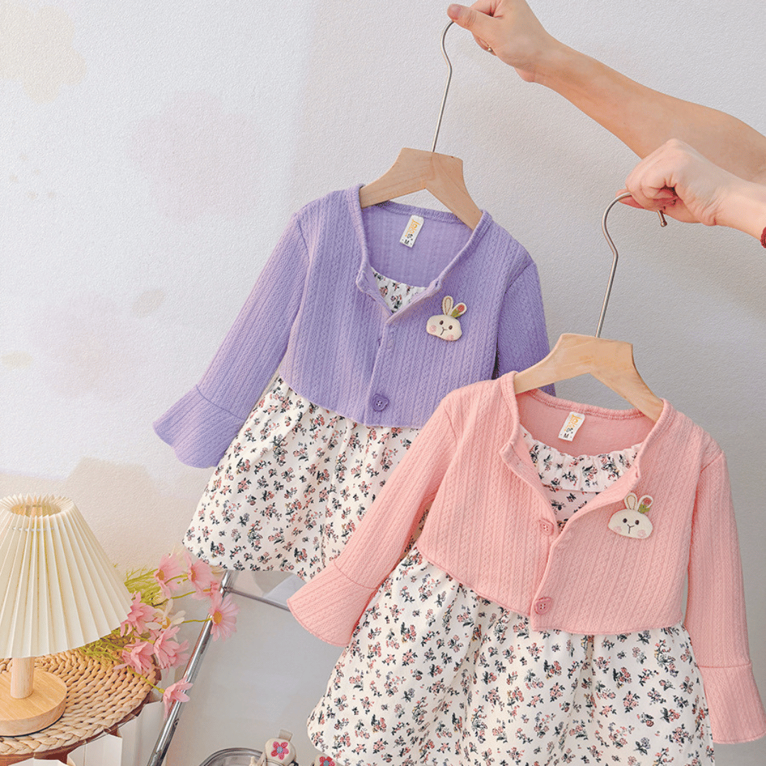 Stylish Floral Cardigan Princess Dress