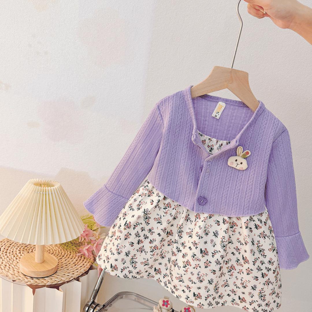 Stylish Floral Cardigan Princess Dress